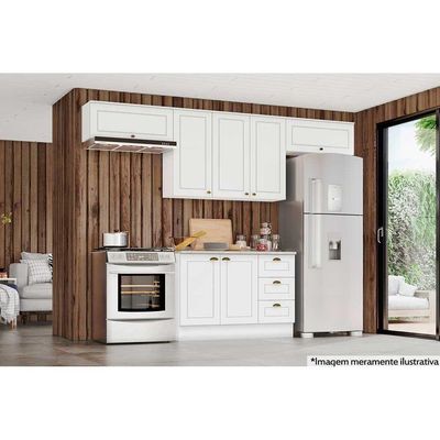 Cozinha Completa Americana 5 Peças (3 Armários + 1 Balcão + 1 Complemento) C5P11 Branco - Henn