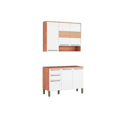 Cozinha Compacta Nápoli Prime 2 Peças (1 Armário + 1  Balcão) C2P04 Castanho - Ronipa