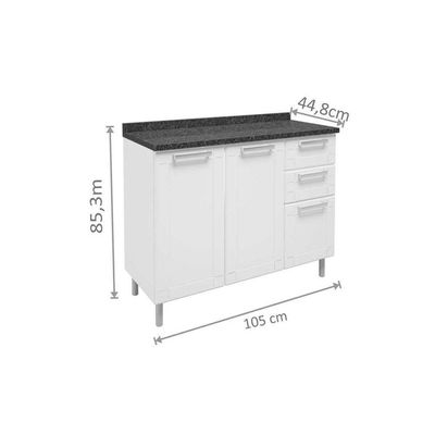 Cozinha Modulada Bertolini Múltipla  4 Peças (2 Armários + 1 Balcão + 1 Paneleiro) C4P80 Branco
