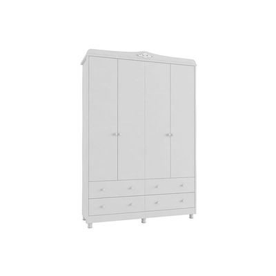 Guarda Roupa Bebê Elô c/ 4 Portas e 4 Gavetas Branco - Peroba