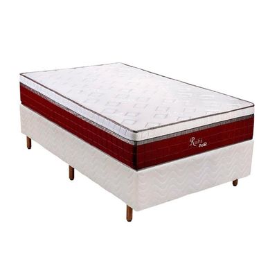Cama Box Solteiro: Colchão Molas Polar MasterPocket Ensacadas Rubi + Base CRC Rústico White(88x188)