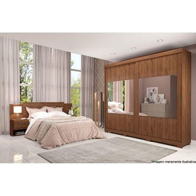 Guarda Roupa Casal 2 Portas de Correr e 4 Gavetas ec/ 2 Espelhos e Pés Blumenau Branco - Panan