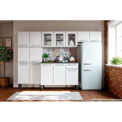 Cozinha Completa Evidence 4 Peças (2 Armários + 1 Balcão + 1 Paneleiro) C4P50 Branco - Bertolini