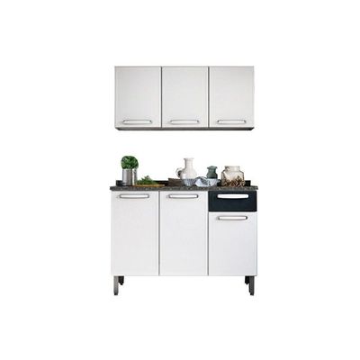 Cozinha Compacta Evidence 2 Peças (1 Armário + 1 Balcão) C2P07 Branco/Preto - Bertolini