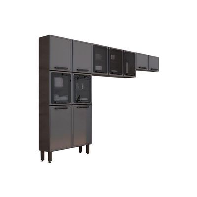 Cozinha Modulada Bertolini Estilo  3 Peças (2 Armários + 1 Paneleiro) CPT86 Cinza/Grafite