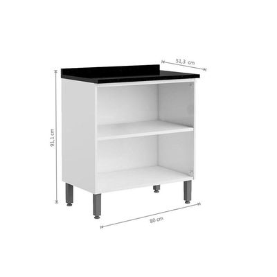 Cozinha Modulada Completa Evidence 4 Peças (2 Armários + 2 Balcões) C4P61 Branco/Preto - Bertolini