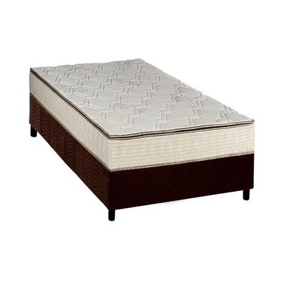 Cama Box Solteiro: Colchão Molas Luckspuma Bonnel Montreal Spring + Base CRC Suede Brown(88x188)