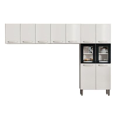 Cozinha Compacta Evidence 3 Peças (2 Armários + 1 Paneleiro) CPT65 Branco/Preto - Bertolini