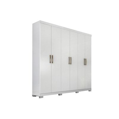Guarda Roupa Casal 6 Portas e 3 Gavetas Clara Branco - Panan