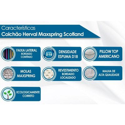 Cama Box Solteiro: Colchão Molas Herval Maxspring Scotland + Base CRC Suede Clean(88x188)