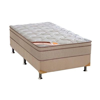 Cama Box Solteiro: Colchão Molas Castor Pocket Revolution Híbrido + Base CRC Suede Clean(88x188)