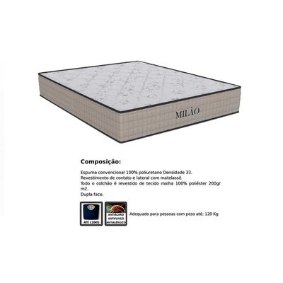 Cama Box Solteiro: Colchão Espuma Orthoflex D33 Milão + Base CRC Suede Clean(88x188)