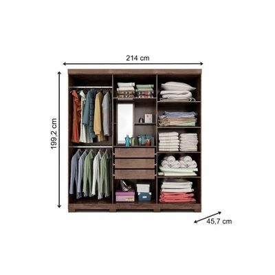 Guarda Roupa Casal 6 Portas e 3 Gavetas Clara Branco - Panan