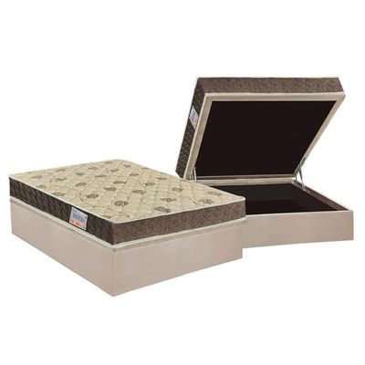 Cama Box Baú Casal: Colchão Espuma Orthoflex D33 / EP Matera + Base CRC Suede Clean(138x188)