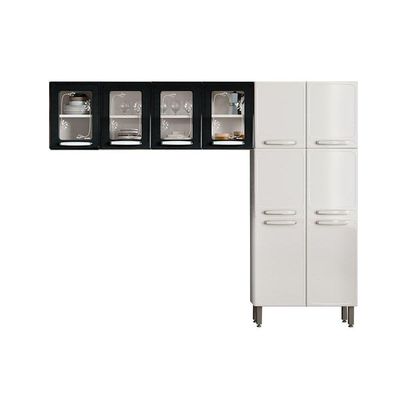 Cozinha Modulada Bertolini Evidence  3 Peças (2 Armários + 1 Paneleiro) CPT64 Branco/Preto