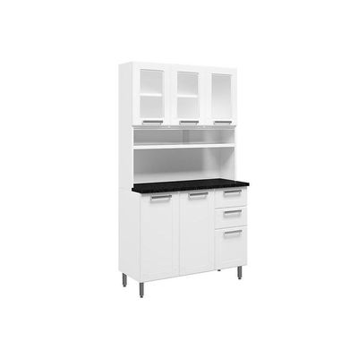 Cozinha Compacta Múltipla c/ 6 Portas (3 c/ Vidro) e 2 Gavetas Branco - Bertolini