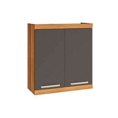Armário Aéreo p/ Cozinha Burguesa Premium c/ 2 Portas 80cm Freijo/Grafite - Nesher