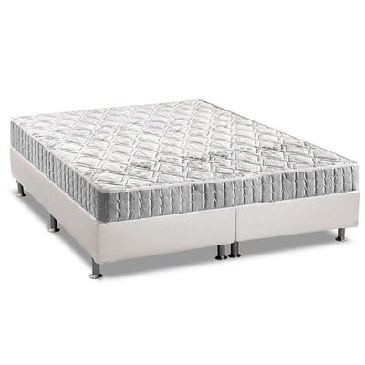 Cama Box Queen: Colchão Espuma D33 Anjos Orthosono + Base CRC Courano White(158x198)