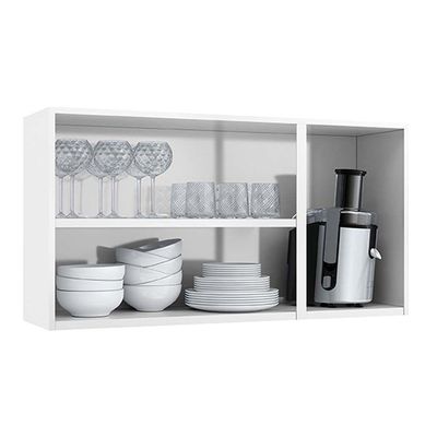 Módulo Cozinha Telasul Star New Armário  c/ 3 Portas c/Vidro Branco/Preto