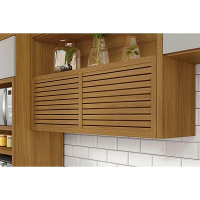 Cozinha Completa Princesa 4 Peças (2 Balcões + Aéreo + Paneleiro) C4P15 Freijo/Off White - Nesher