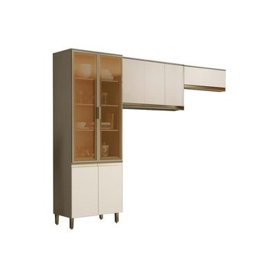 Cozinha Compacta Connect 3 Peças (2 Armários + 1 Cristaleira) CPT13 Duna/Cristal - Henn