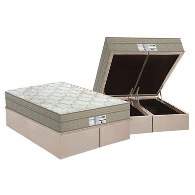 Cama Box Baú King: Colchão Molas Probel Prolastic ProDormir Born + Base CRC Suede Clean(193x203)
