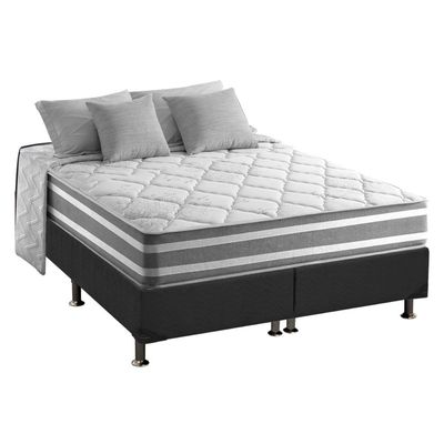 Cama Box Queen: Colchão Molas Ensacadas Anjos MasterPocket Duo Sono+ Base CRC Suede Gray(158x198)