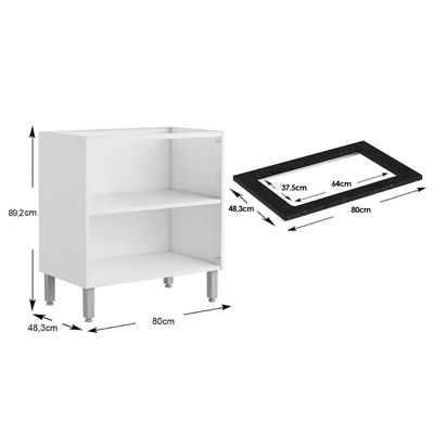 Gabinete de Cozinha Modulado Balcão p/ Cooktop Evidence 7174 2 Portas Branco - Bertolini