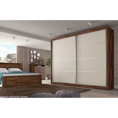 Guarda Roupa Casal 2 Portas de Correr e 4 Gavetas Verona Plus Braúna/Off White - Europa