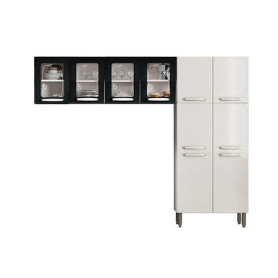Kit de Cozinha Modulada 3 Peças Evidence  (2 Armários + 1 Paneleiro) CPT50 Branco/Preto - Bertolini