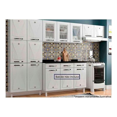 Cozinha Modulada Completa Star New 3 Peças (2 Armários + 1 Paneleiro) CPT106 Branco/Preto - Telasul