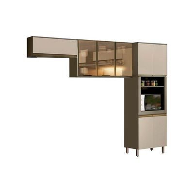 Kit de Cozinha Completa 3 Peças Connect  (2 Armários + 1 Paneleiro) CPT16 Duna/Cristal - Henn
