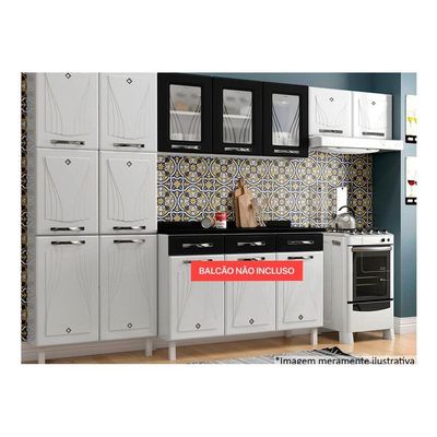 Cozinha Modulada Completa Star New 3 Peças (2 Armários + 1 Paneleiro) CPT106 Branco/Preto - Telasul