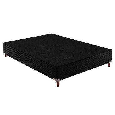 Cama Box Queen: Colchão Ortopédico Paropas D45/EP Confort Mega Firme + Base CRC Suede Black(158x198)