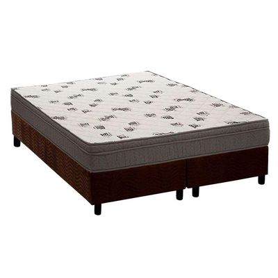 Cama Box King: Colchão Espuma Ortobom D45 Light Saúde + Base CRC Suede Brown(186x198)