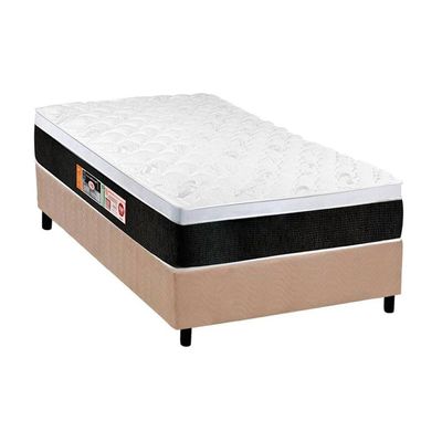Cama Box Solteiro: Colchão Espuma Castor D45 Black e White AIR + Base CRC Suede Clean(88x188)
