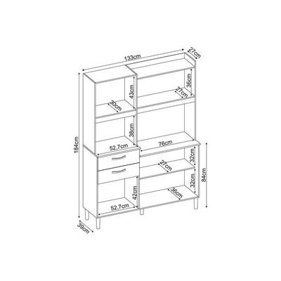 Kit de Cozinha Compacta Harmonia c/ 6 Portas e 2 Gavetas Amendola/Branco - Demóbile
