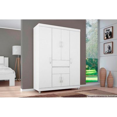 Guarda Roupa Solteiro 6 Portas e 2 Gavetas Ecom II Branco/Rosa - Demóbile