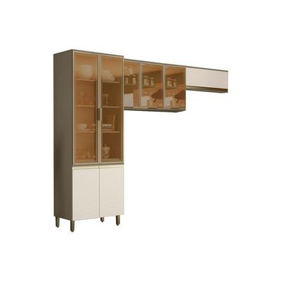 Cozinha Compacta Connect 3 Peças (2 Armários + 1 Cristaleira) CPT17 Duna/Cristal - Henn