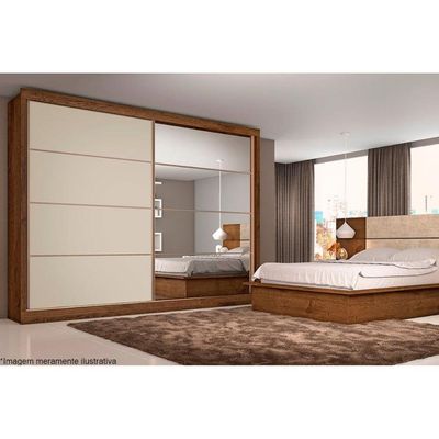 Guarda Roupa Casal 2 Portas de Correr e 6 Gavetas c/ 1 Espelho Sevilha Branco - Europa