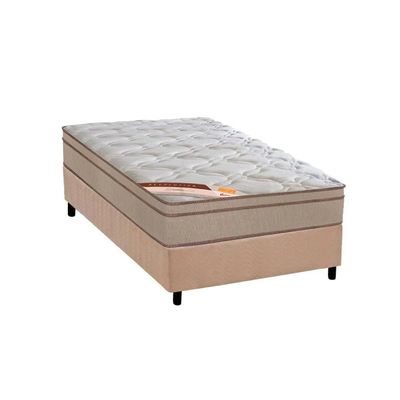 Cama Box Solteiro: Colchão Molas Bonnel Castor Revolution + Base CRC Suede Clean(88x188)