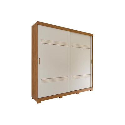 Guarda Roupa 2 Portas  de Correr e 4 Gavetas c/ Pés Blumenau Avelã/Off White - Panan