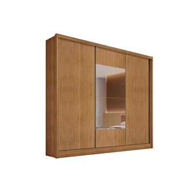 Guarda Roupa Casal 3 Portas de Correr e 6 Gavetas c/Espelho Arezzo Plus Branco - Novo Horizonte