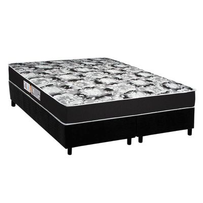 Cama Box Queen: Colchão Espuma D45 Luckspuma Gran Luck Pro + Base CRC Suede Black(158x198)