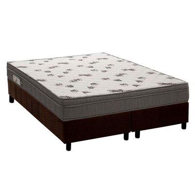 Cama Box King: Colchão Espuma Ortobom D45 Light Saúde + Base CRC Suede Brown(186x198)