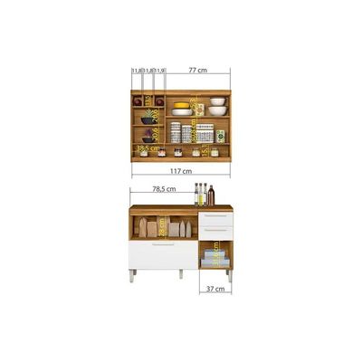 Cozinha Modulada Nesher Burguesa  2 Peças (1 Armário + 1 Balcão) C2P22 Freijo/Grafite