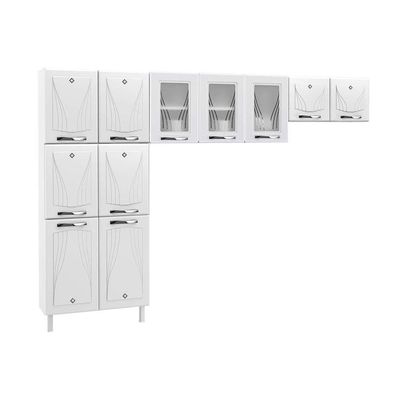 Cozinha Compacta Star New 3 Peças (2 Armários + 1 Paneleiro) CPT106 Branco/Preto - Telasul