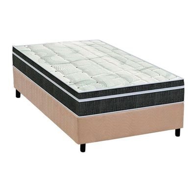 Cama Box Solteiro: Colchão Molas Orthoflex Bonnel Venezia + Base CRC Suede Clean(88x188)