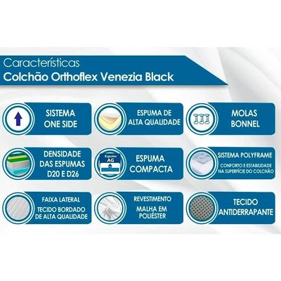 Cama Box Solteiro: Colchão Molas Orthoflex Bonnel Venezia + Base CRC Suede Clean(88x188)