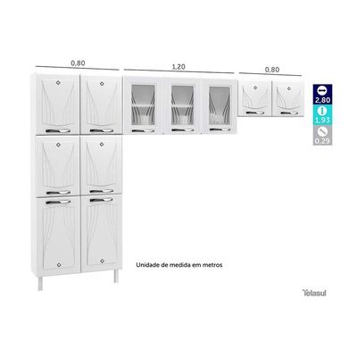 Cozinha Modulada Telasul Star New   3 Peças (2 Armários + 1 Paneleiro) CPT106 Branco